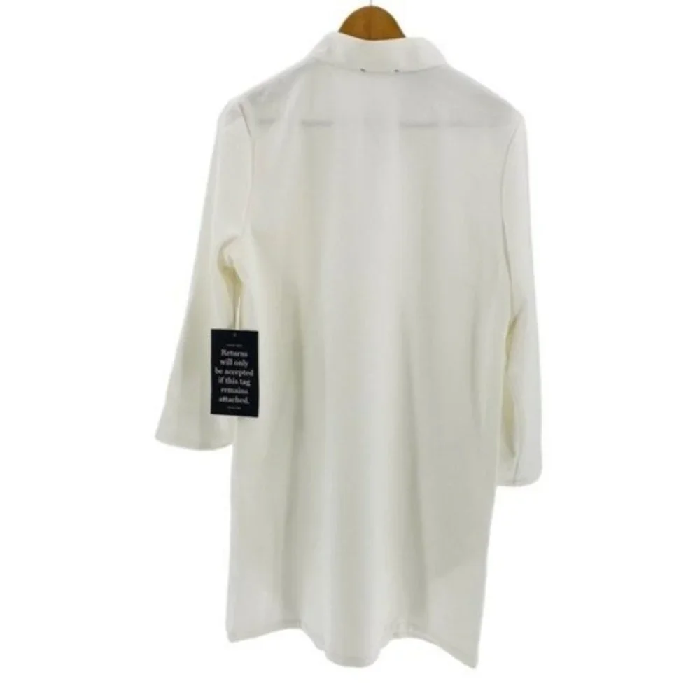 Tuckernuck White Stretch Crepe Avery Long Sleeve Shirt Mini Dress Size XXS - Picture 7 of 11